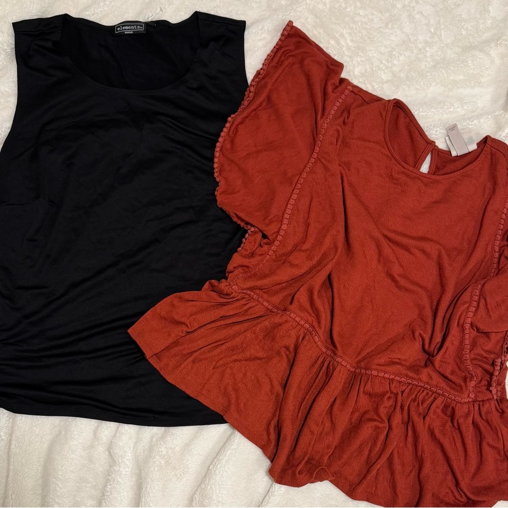 Knox Rose & Elementz Black and Rust Sleeveless Tops